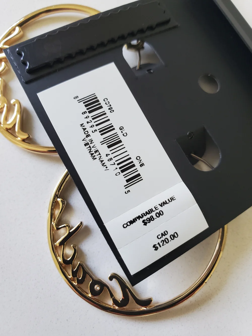Coach Gold Script Hoop Earrings - Picture 5 of 5